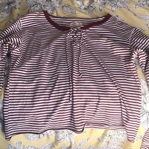 Hollister Red Striped Cross Tie Shirt